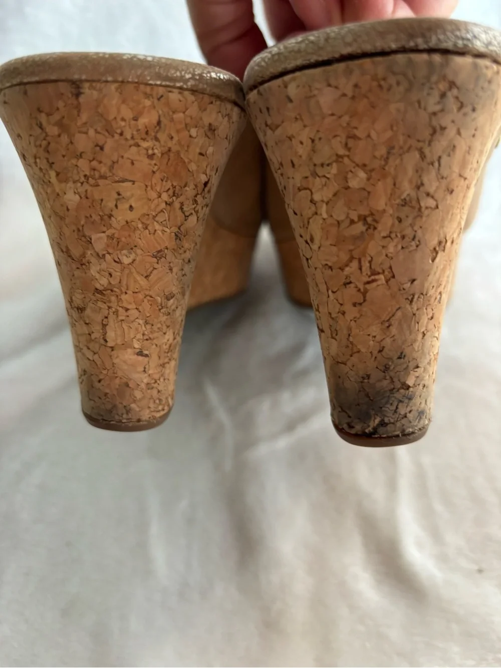 Ugg Australia Dominique Peep Toe Platform Cork Wedges Gold Size 9